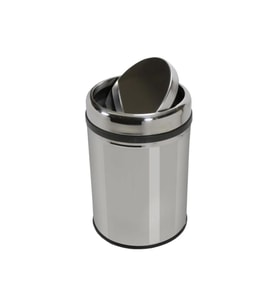 Metal Paslanmaz Krom Pratik Döner Kapaklı 16 Litre Çöp Kutusu Kovası - 1 Adet