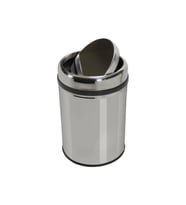 Metal Paslanmaz Krom Pratik Döner Kapaklı 16 Litre Çöp Kutusu Kovası - 1 Adet