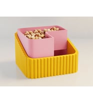 3D Baskı Fıstık Kasesi - Çift Hazneli Kabuk Ayırıcı Sunum Kasesi - Sarı Pembe