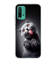 PrintiFy Xiaomi Poco M3 ile Uyumlu 1mm Slim Fit Kedi 2 050c Baskılı Şeffaf  Kılıf