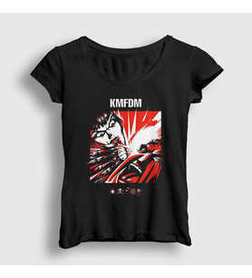 Presmono Kadın Siyah Symbols Rock Kmfdm T-Shirt 540120tt