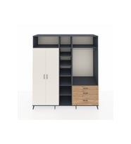 Kronos Dolap 9 Raflı 3 Çekmeceli 2 Askılı 220x59x243 Antrasit-Aytaşı/Çam
