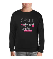 Squid Game - Üçgen Siyah Çocuk Sweatshirt