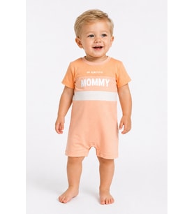 Erkek Bebek %100 Pamuklu Penye Kumaş Mommy Baskılı Tulum