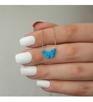 KELEBEK OPAL 925 AYAR GÜMÜŞ KOLYE