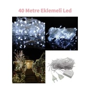 Fonksiyonlu Beyaz 40 Metre Dekor Led - Çam Ağacı Süsü Yılbaşı Süsü - Pirinç Led