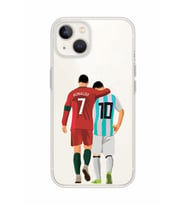 Iphone 13 Uyumlu Lionel Messi ve Cristiano Ronaldo Desenli Şeffaf Telefon Kılıfı