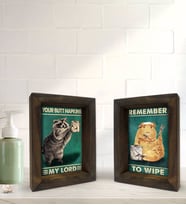 Bk Gift Banyo Dekoratif 2'li Doğal Masif Ahşap Çerçeve 15x20cm-24 (Beyaz)