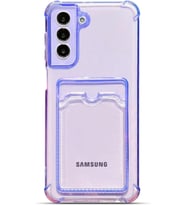 Teknomoda Samsung Galaxy S21 Kılıf Kartlıklı Anti Şok Korumalı Şeffaf Silikon Lila