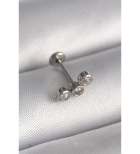 316L Çelik Gümüş Renk Zirkon Taşlı Tragus Piercing 5886 - HPSBYI9829-5339