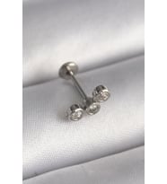 316L Çelik Gümüş Renk Zirkon Taşlı Tragus Piercing 5886 - HPSBYI9829-5339