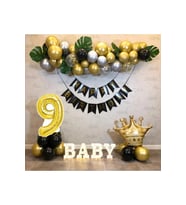 Kral Taçlı 9 Yaş Happy Bırthday Doğum Günü Seti
