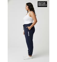 Kadın Büyük Beden BROOKLYN Baskılı Paça Lastikli  Jogger İnce Eşofman Altı  SPR26BEAK951-2 (Lacivert)