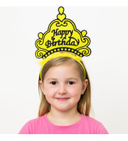 Sarı Happy Birthday Prenses Tacı – Doğum Günü Taç Aksesuarı