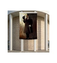 Bastonlu Atatürk Portresi Poster Bayrak Premium Raşel Kumaş ATA78 2x3m