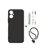 Spark 9t Kılıf Siyah Silikon+kablo Koruyucu+boyun Askısı