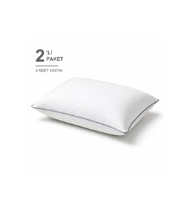 Biyeli Yastık 2'li Paket 50x70 cm 600 gr Boncuk Silikon Dolgulu Gri