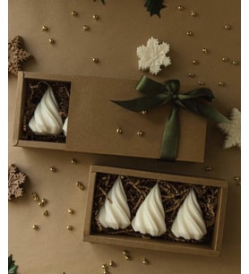 Value Home Yeni Yıl Hediyelik 3'lü Yılbaşı Ağacı El Yapımı Soya Wax Mum