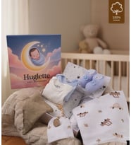 Hera - Yenidoğan Erkek Hediye Seti – Müslin Örtü + Body + Patik + Emzik Tutucu – Baby Gift (Mavi)