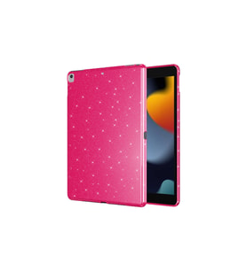 Apple  iPad 10.2 2021 (9.Nesil) Uyumlu Fuchsia Işıltılı Tablet Kılıf (Koyu Pembe)