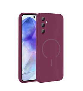 Samsung Galaxy A35 Uyumlu Kılıf M-safe Şarj Özellikli Zore Meta Kapak (Mürdüm)