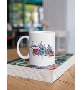 Kio Tasarım Kio Tasarım Love London Turistik Yerler 2 Baskılı Kahve Çay Kupası Kupa Beyaz Porselen Mug Sevgililer-İş Arkadaşı-Doğum-Günü Hediyesi Hediye