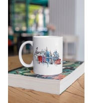 Kio Tasarım Kio Tasarım Love London Turistik Yerler 2 Baskılı Kahve Çay Kupası Kupa Beyaz Porselen Mug Sevgililer-İş Arkadaşı-Doğum-Günü Hediyesi Hediye