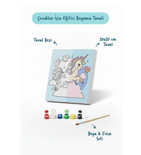 Sihirli Unicorn Boyama Tuvali – Şövalesiz Boya Seti 20x20