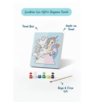 Sihirli Unicorn Boyama Tuvali – Şövalesiz Boya Seti 20x20