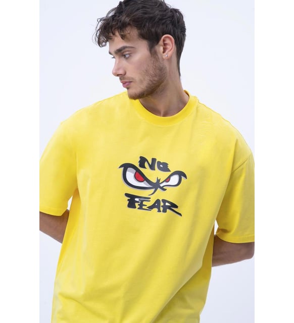 No Fear Orijinal Oversize Erkek T-shirt Hardal