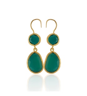 Kadir Jewellery 22 Ayar Altın Kaplama Kadın Taşlı Küpe -El İşçiliği Ve Hipoalerjenik Küpe