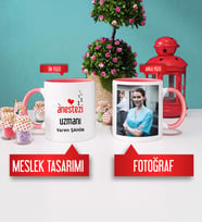 Anestezi Uzmanına Hediye Anestezi Uzmanı Kupa Bardak Pembe Fotoğraflı
