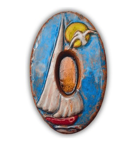 El Yapımı Deniz Temalı Seramik Kapı No - 8x13 cm - Akdeniz/Ege ruhu - Dekoratif Ev, Villa, Site Girişi, Dış Mekan ve Apartman Girişi