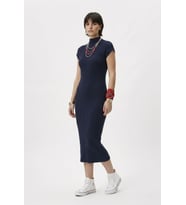 Modern Fit Sıfır Kol Yarım Balıkçı Yaka Triko Elbise