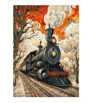Lokomotif Buharlı Tren Art Mdf Tablo