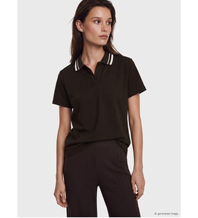 LCW Modest Kahverengi Çizgili Soft Touch Kadın Tişört