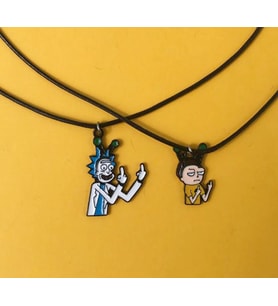 Rick  BFF Best Friends 2li Suni Deri İpli Metal Kolye PYTKKT00103
