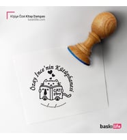 Kedi Kişiye Özel Kitap Damgası Kitap Mührü Kaşe Kitap Mühür Özel Damga 458