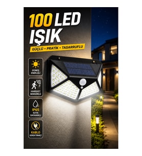 YX-100 100 LED Solar Bahçe Aydınlatma Lambası Hareket Sensörlü 3 Modlu