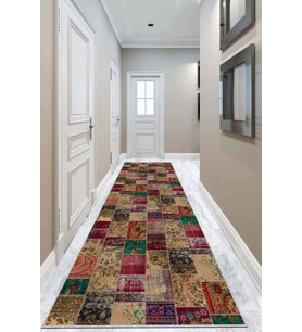 Renkli Kaymaz Patchwork Kesme Rulo Özel Ölçülü Yolluk AR267