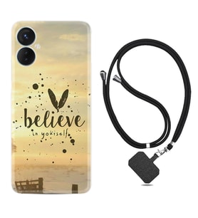 Tecno Spark 9T Kılıf Resimli Boyun Askılı İpli Desenli Silikon Belive in Yourself 1316