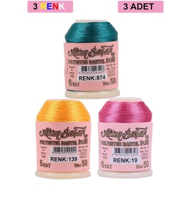 3 Adet Altınbaşak Oya ve Dantel İpi 20 gr - Royaleks - No: 139 - 019 - 874