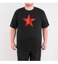 Bant Giyim - Kızılyıldız 4XL Büyük Beden Siyah Erkek Tişört (Siyah - Beyaz)