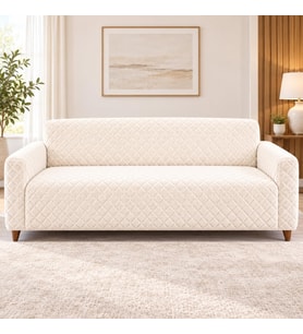 peluş Lastikli Koltuk Örtüsü 3 kişilik Yıkanabilir Esnek Koltuk Kılıfı krem 180 x 230