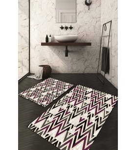 Dijital Baskılı Kaymaz Taban Yıkanabilir 2'li Klozet Takımı Banyo Paspası NDKZ-HT-112 (Bordo)