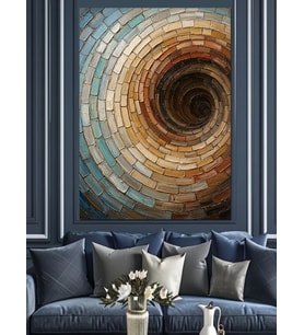 Derinleşen Taş Spiral Optik İllüzyon Dekoratif Kanvas - Mdf Ahşap Tablo
