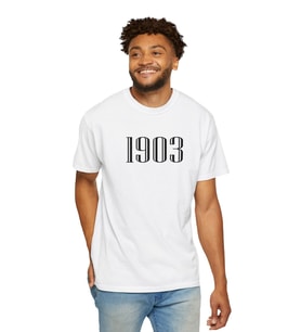 1903 Baskılı Erkek Oversize Tişört (Beyaz)