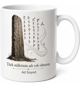 Orhun Yazıtları Temalı Baskılı Kupa Bardak Göktürk Hediye