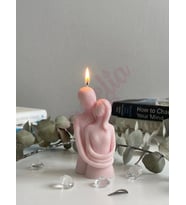 Mumelia Candles Sarılmış Çift - Doğal Soya Blok Dekoratif Mum - Pembe