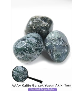 Sertifikalı Tamburlanmış Yosun Akik Taşı Kütle (Çok Renkli)